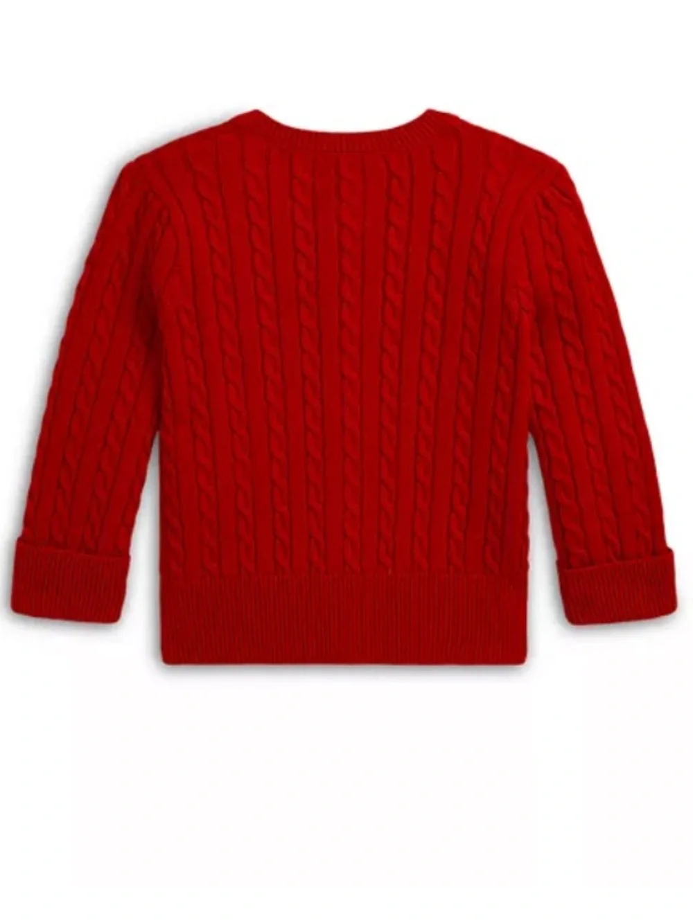 Ralph Lauren Red Mini Cable Knit Button Cardigan for Kids